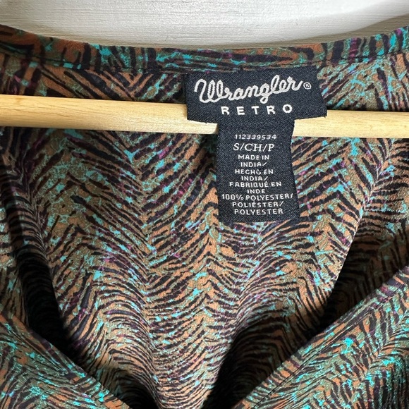 Wrangler Retro Antique Button Fit and Flare Women's Green Patterned Dress - S - Picture 7 of 10